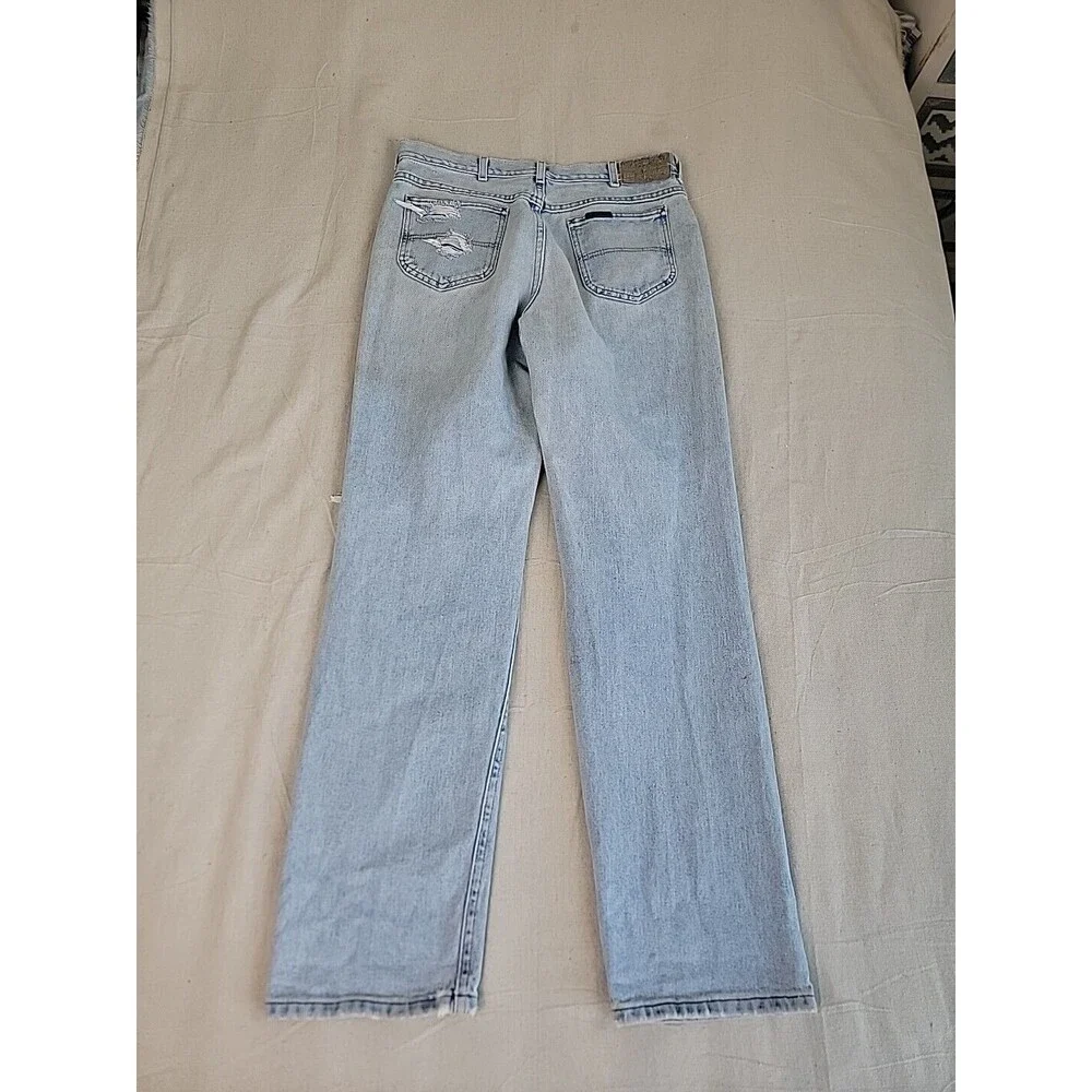 Vtg Riders Jeans Mens 34x33 * Distressed Destroyed Cotton Light Blue High Rise‎